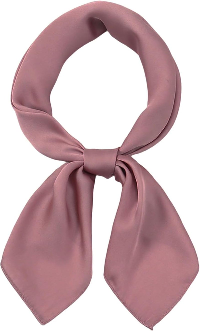 Chung Women's Square Satin Scarf 27.5" Bandanas Solid 50s Retro Neck Scarves Emulation Silk Handbag Hair Ribbons Necktie - Image 1